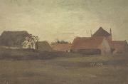 Farmhouses in Loosduinen near The Hague at Twilight (nn04) Vincent Van Gogh